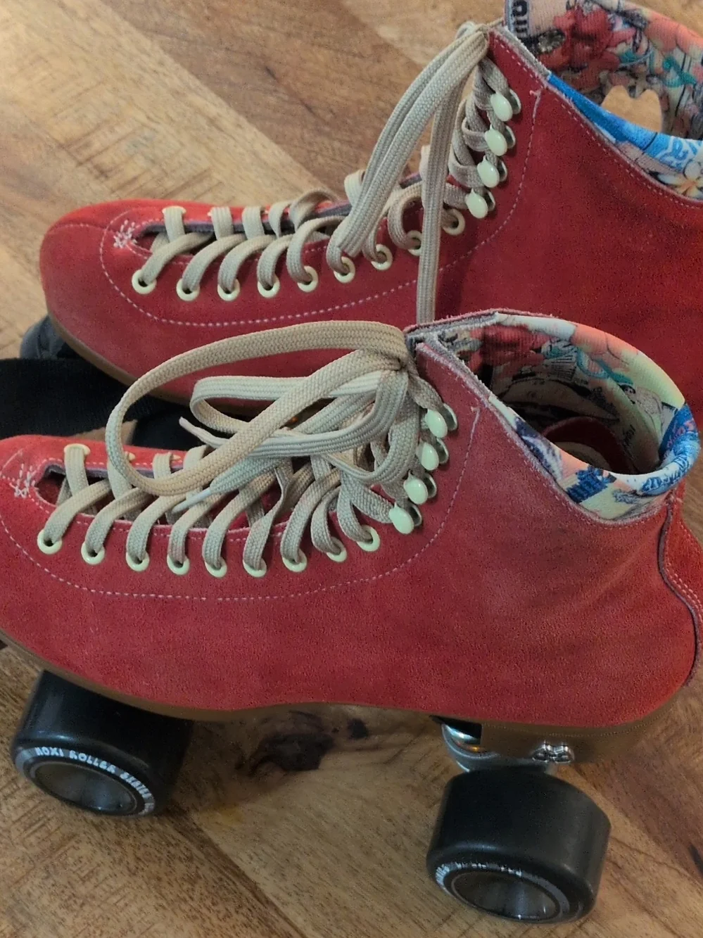 Moxi Lolly Outdoor Complete Quad Roller Skates in Poppy Red.